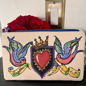 Brighton Artistic 2019 for the Love of Art Heart and Birds Canvas Pouch